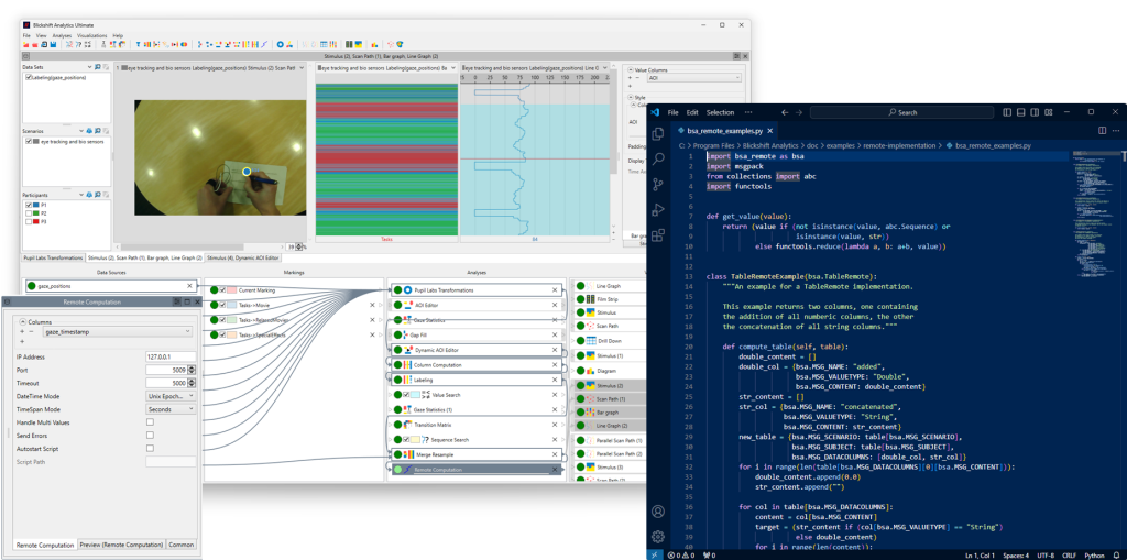 Bestehende Python-Skripte können mit dem Remote-Computation-Knoten direkt in die Analyse in Blickshift Analytics integriert werden